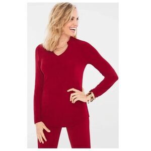 Travelers By Chico's Top Size 1 (8) Emerald Red NWOT